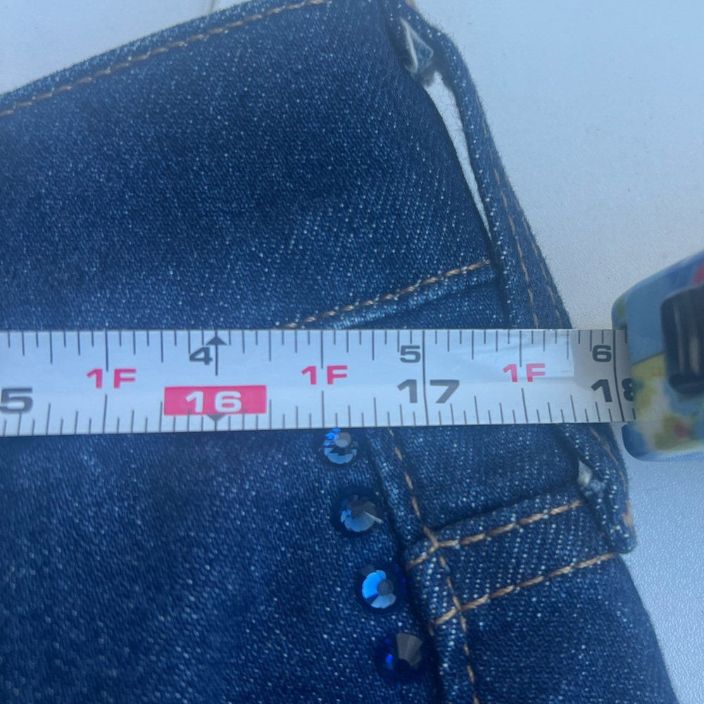 J.Crew ‘96 Embellished Denim Trouser Wide Leg Jeans 31P High Rise Dark Wash - Picture 15 of 16